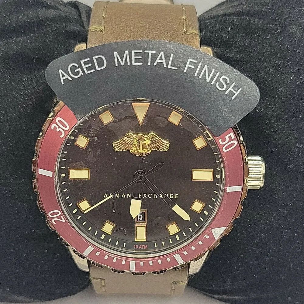 Armani Exchange Cover AX1712 Men's Brown Leather Analog Dial Quartz Watch BC453